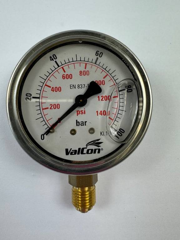 Manometr Valcon 0–100 bar / 0–1400 psi z dolnym przyłączem