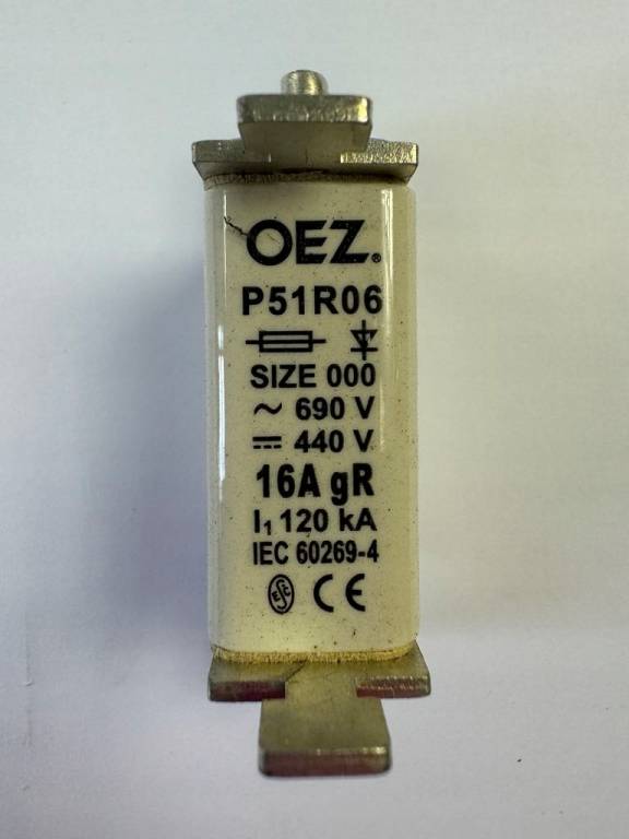 Bezpiecznik topikowy OEZ P51R06 SIZE 000 690V 440V 16A gR 120kA